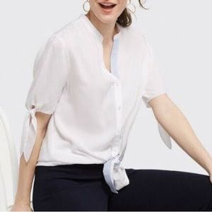 NWT Draper James Women's Bow Sleeve Button Up Top 0